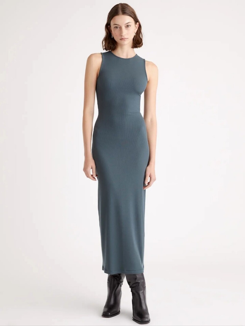 Quince Tencel Jersey Maxi Dress Pine Green Sleeveless